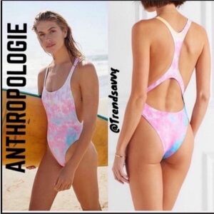 ANTHROPOLOGIE Solid & Striped High Cut Venice One Piece Swimsuit Pink NWT